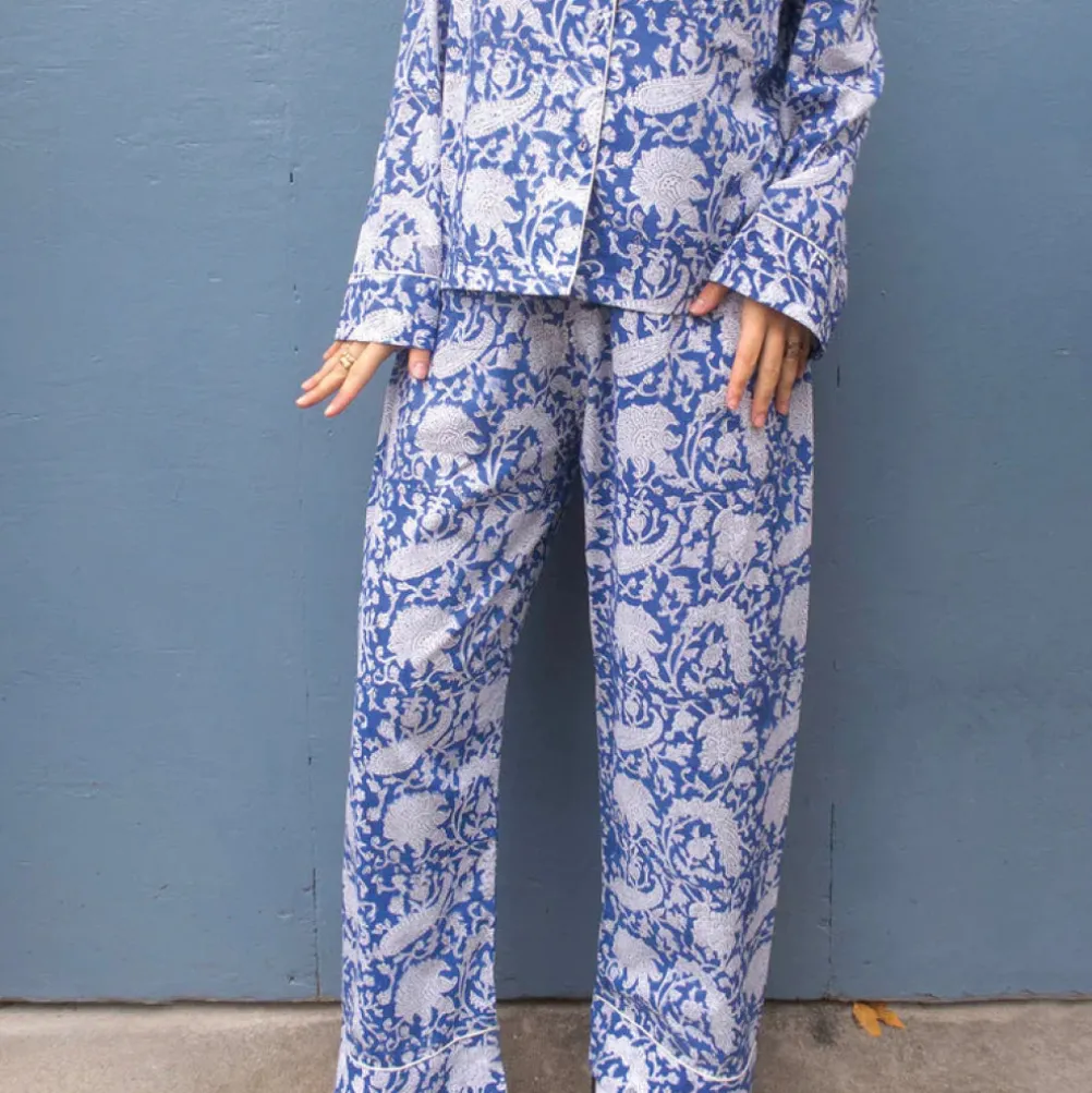 CRAFT SISTERS Pyjamas Blockprint Blue Flower