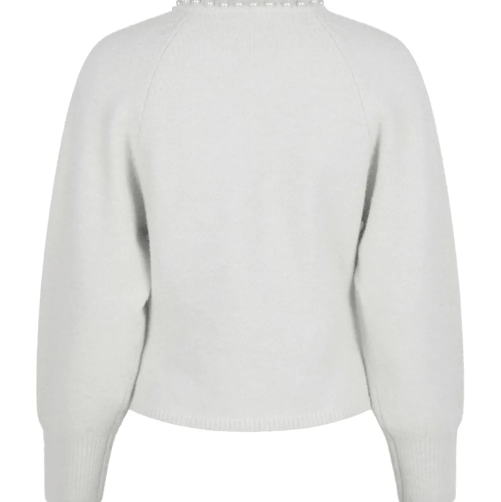 NEO NOIR Lilly Pearl Knit Cardigan Light Grey Melange