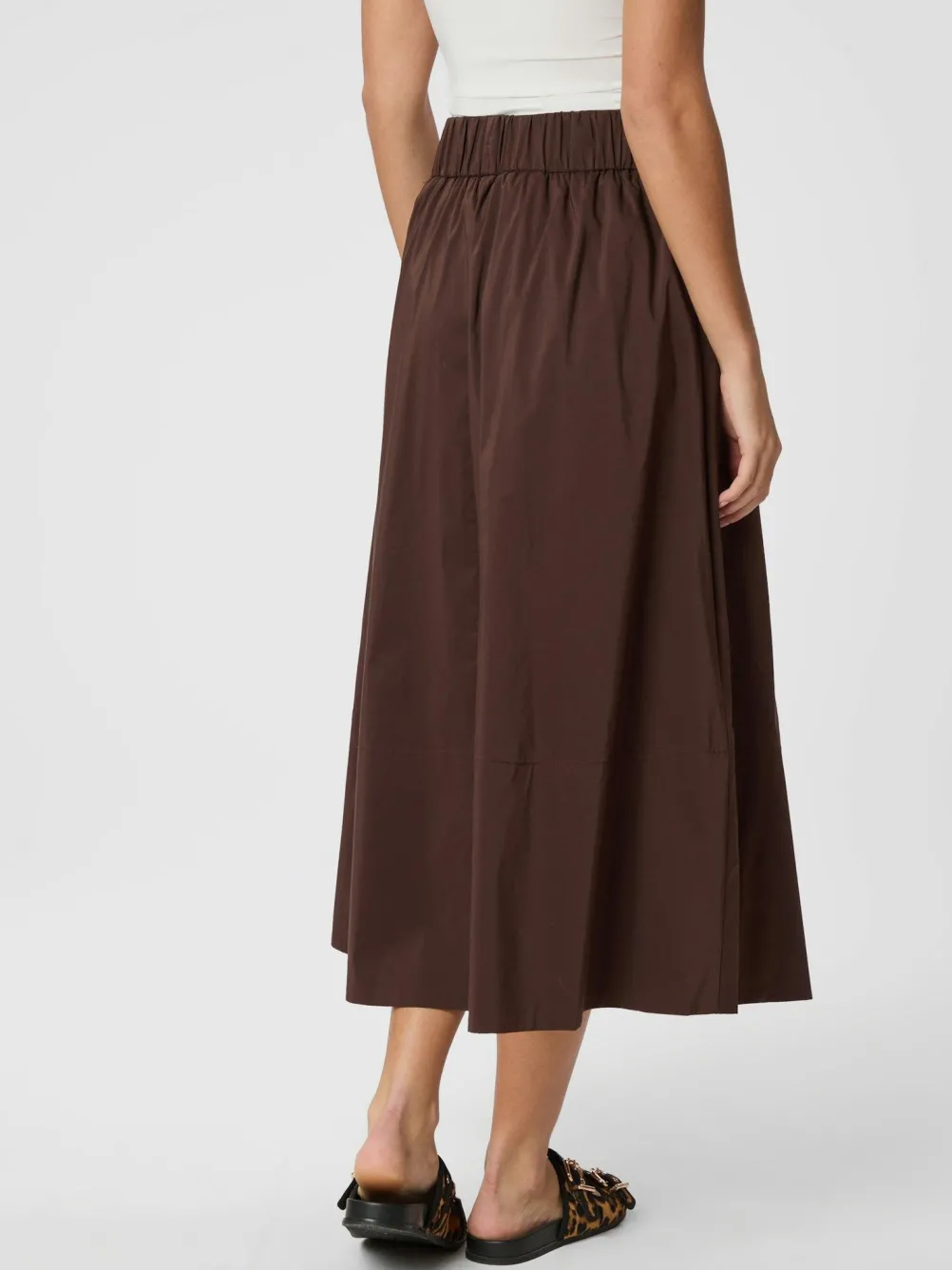 NEO NOIR Yara Poplin Skir Dark Brown