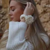 O'TAY Small Scrunchie Flower Off White