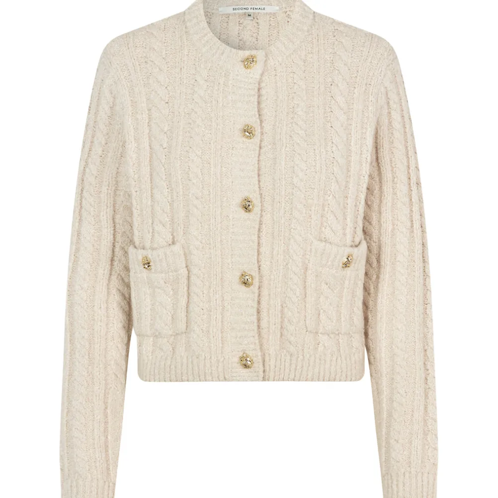 SECOND FEMALE Karolina Knit Cardigan Pumice Stone